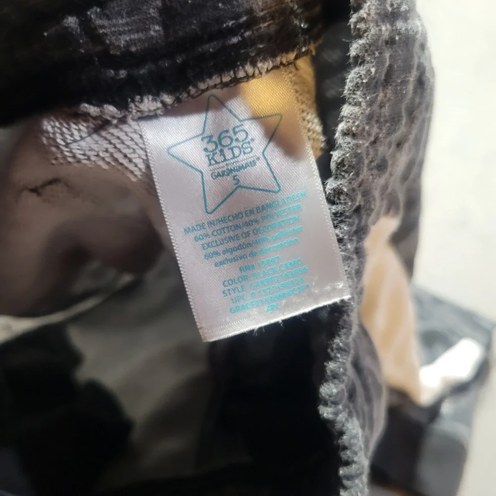 365 Kids Garanimals Jogger Boys 5 Grey Camo Fleece Pants Side Stripe GAKBF216365
